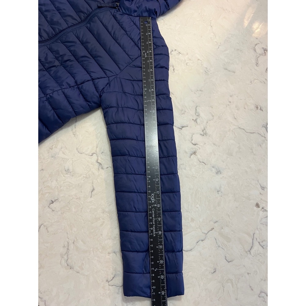 Lands End Kids Navy Blue Primaloft‎ Packable Puffer Jacket Hooded Large 10-12 - Picture 6 of 7